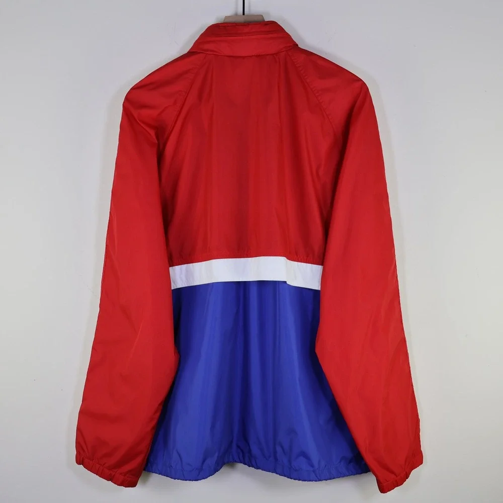 Vintage‎ 90s Woolrich Windbreaker Large Retro Colorblock Red Blue Nylon Coat